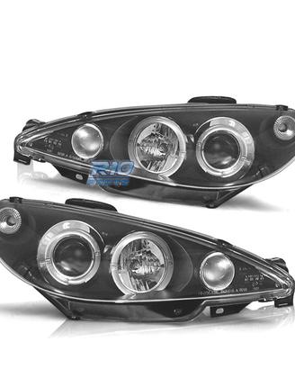 FARI PEUGEOT 206 98-08 ANGEL EYES SFONDO NERO H4
