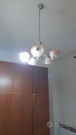 Lampadario vintage  – Vetro ambrato e cromo