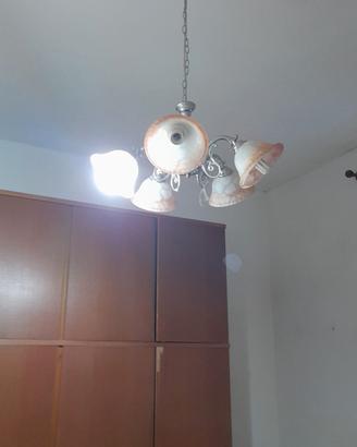 Lampadario vintage  – Vetro ambrato e cromo