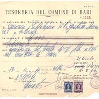 Ricevute della Tesoreria Comune di Bari 1954