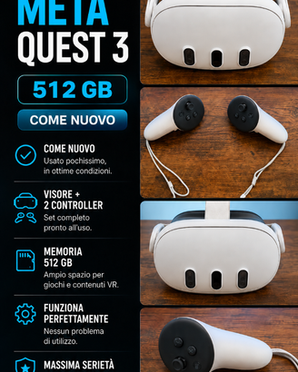 Meta Quest 3 512GB – Come Nuovo, Usato Solo 3 Volt