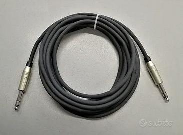 Cavo connettori jack maschio 6,35mm stereo  mt 3