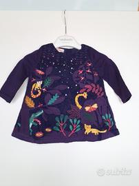 Vestito velluto viola giungla DPAM - 6 mesi 68 cm
