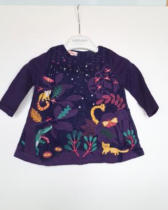 Vestito velluto viola giungla DPAM - 6 mesi 68 cm