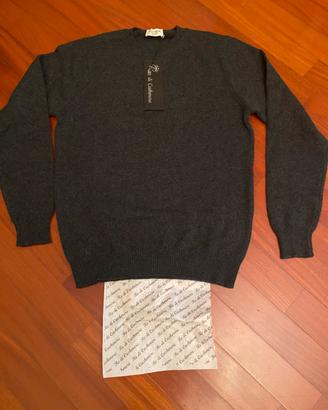 Golf grigio scuro nuovo 100% puro cashmere tg. L