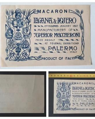 etichetta antica pasta Lagana' Pojero 800 macaroni