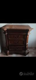 Letto matrimoniale cassettiera e comodino in legno