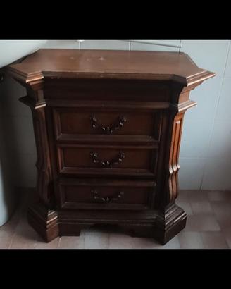 Letto matrimoniale cassettiera e comodino in legno