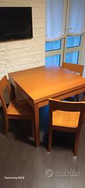 tavolo cucina 90x90 allungabile a 180 + 4 sedie