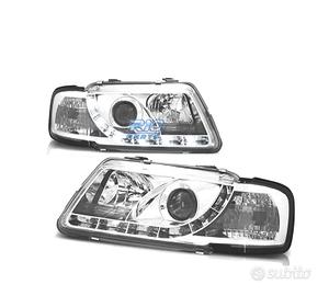 FARI AUDI A3 8L 96-00 LUCE DIURNA FONDO CROMATO