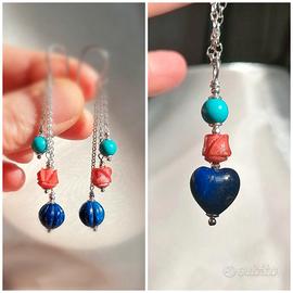  Collana e orecchini in Pietre  e Argento 925