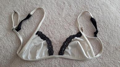 Reggiseno bianco pizzo nero taglia 3 - 75B