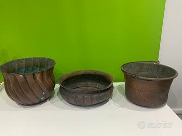 Vaso - fioriera - paiolo in rame 3 pz