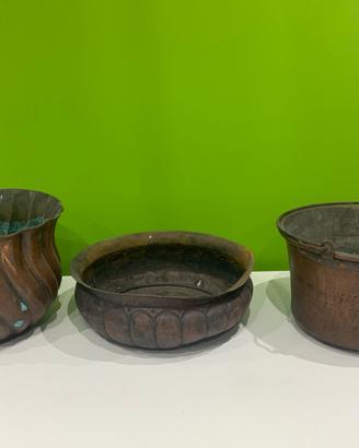Vaso - fioriera - paiolo in rame 3 pz