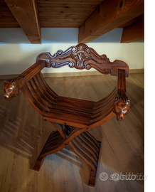 SEDIA SAVONAROLA POLTRONCINA TESTA LEONE