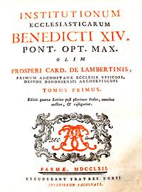 Antico Institutionum Ecclesiasticarum - Benedetto