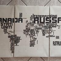 Trittico tela "Mappa del Mondo"