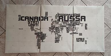 Trittico tela "Mappa del Mondo"