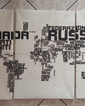Trittico tela "Mappa del Mondo"