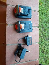 due Batterie con capacità di 2,5Ah e un caricatore