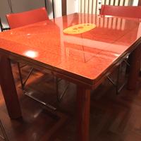 Tavolo legno radica + 6 sedie Zanotta