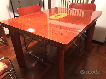 Tavolo legno radica + 6 sedie Zanotta