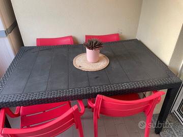 tavolo e sedie da giardino