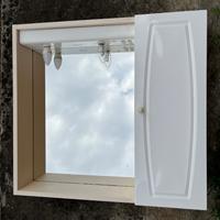 mobiletto con specchio, lavandino