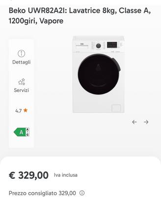 Lavatrice beko 8 kg modello UWR82A2I