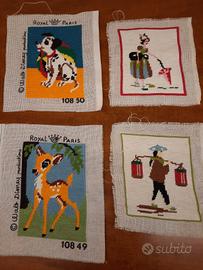 N. 4 quadretti a mezzo punto motivi x bambini