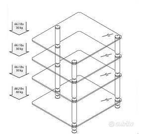 Norstone Bergen 2  Mobile Hi-Fi  a 4 Ripiani, Nero