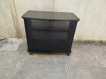Comodino / Porta TV nero con ante in vetro 
