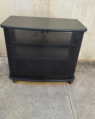 Comodino / Porta TV nero con ante in vetro 