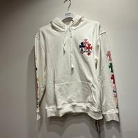 Felpa Chrome Hearts bianca con croci arcobaleno 