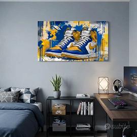 Quadro dipinto a mano Sneakers Nike Jordan1 blu
