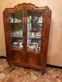 Cristalliera in legno massello stile Liberty