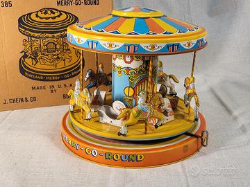 giostra meccanica in latta anni '40/50 funzionante