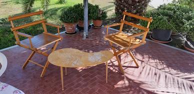 Sedia tipo regista con seduta in legno