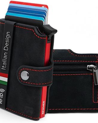 BEWMER v2 Portafoglio Uomo Slim In Similpelle Con 