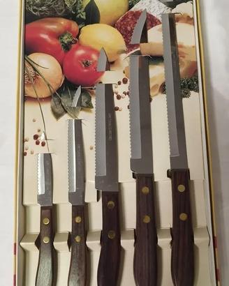 Set 6 Coltelli Cucina Manico Legno