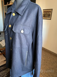 Giacca camicia in misto lana 55% blu navy, marca S