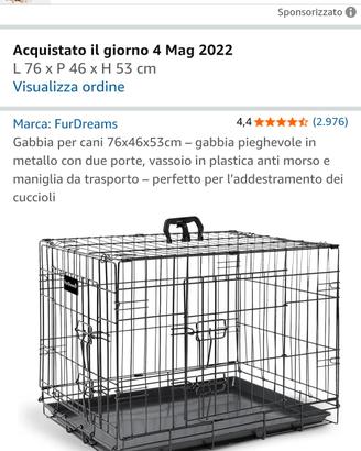 Gabbia x cani e gatti 76x46x53 nuova.
