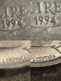 Lotto 100 Monete o 50 coppie da 100 lire 1994,1995