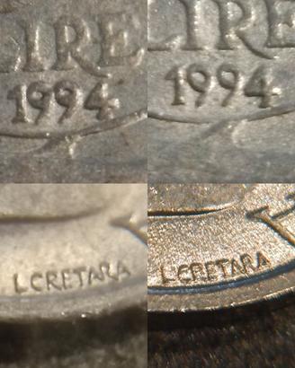 Lotto 100 Monete o 50 coppie da 100 lire 1994,1995