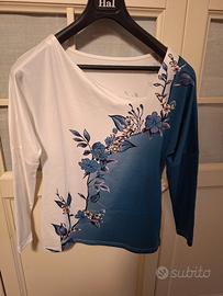 maglia donna taglia S collo asimmetrico 