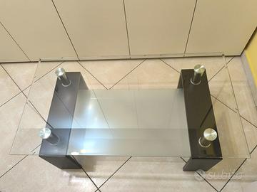 Tavolino da salotto in vetro e legno moderno