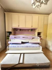 Letto a Castello 3 Posti con Scrivanie salvaspazio