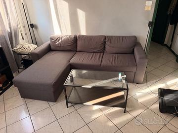 Divano letto angolare con chaise longue e contenit