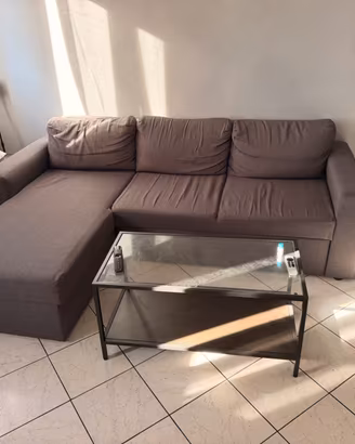 Divano letto angolare con chaise longue e contenit