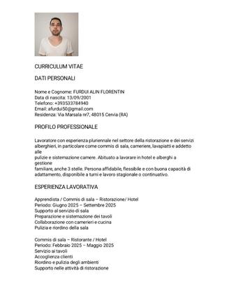 Cameriere/lavapiatti